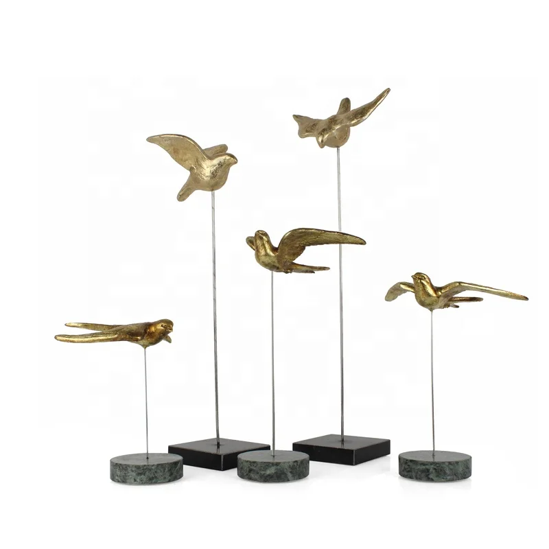 Wholesales Decorative Resin Animal statue Swallow Bird Object Sculpture With Marble base