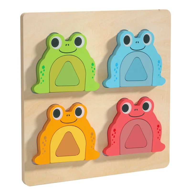 Kids Montessori Wooden 3D Puzzle Animal Jigsaw Puzzle Wooden Educational Toy Baby Wooden Puzzle for toddler