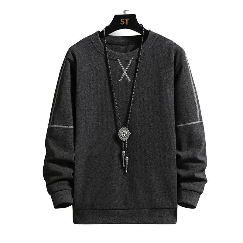 Autumn and Winter Double-sided German Velvet Long Sleeved T-shirt Men's Korean Fashion Plush Sweater Casual Top Men's Clothing