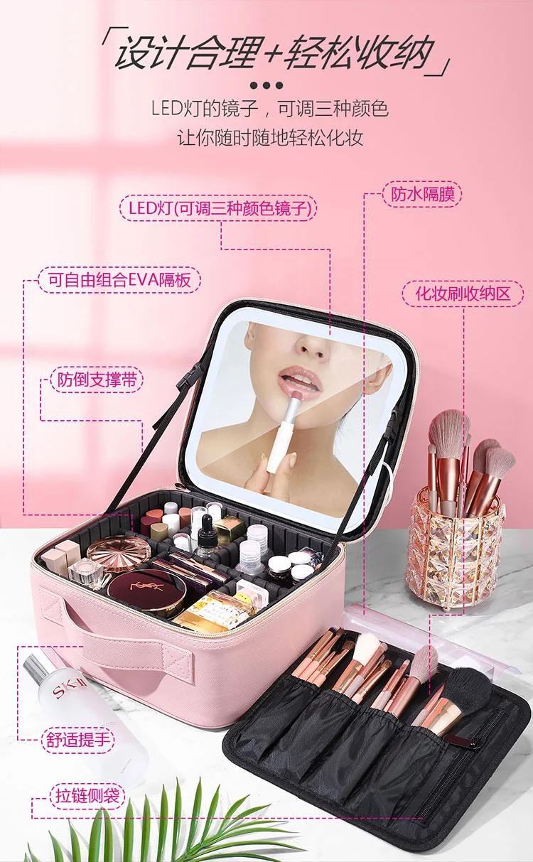 Source Makeup Case Led Mirror Cosmetic Bag Aluminum Travel Vanity Box With  Light on m.