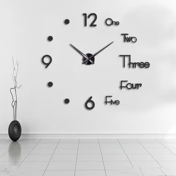 Modern Stylish DIY Wall Clock 3D Frameless Elegant Home Decoration Mirror Surface Sticker Decal Wall Clock Latin Numeral