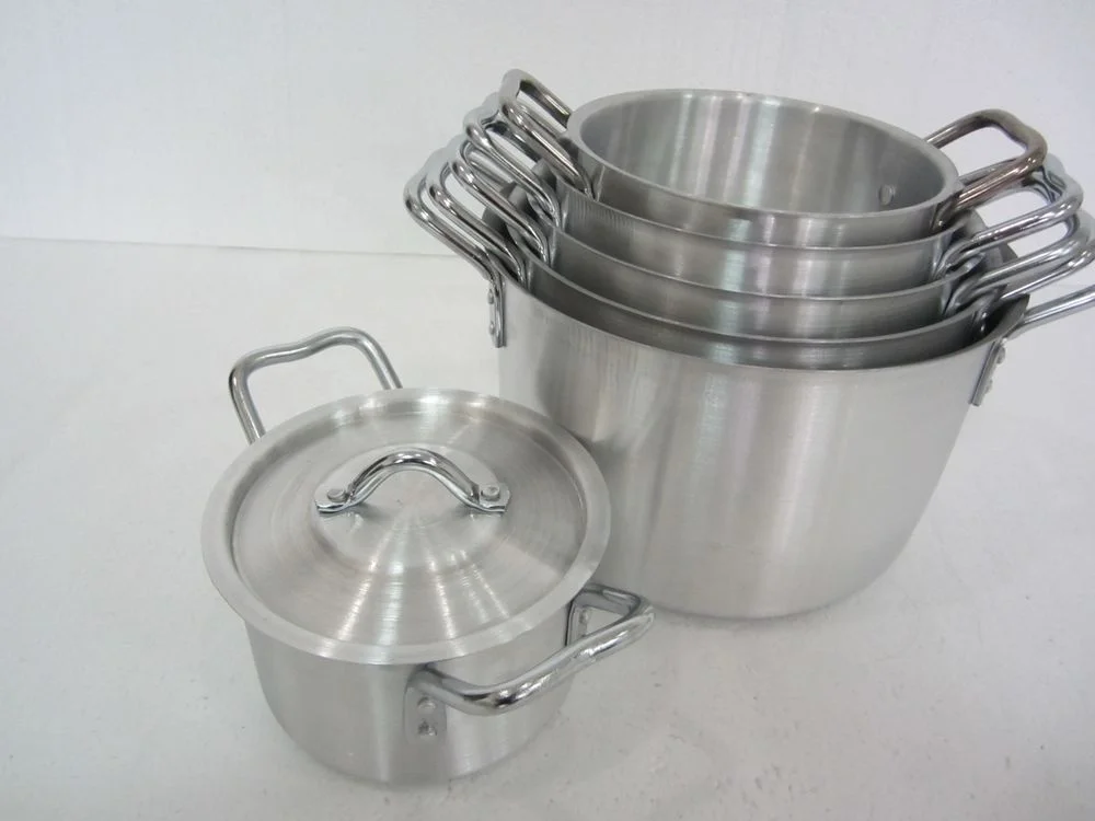 Прямая поставка с фабрики, коммерческие 7 шт. алюминиевые Сатиновые готовые кастрюли, набор кухонной посуды на кухне