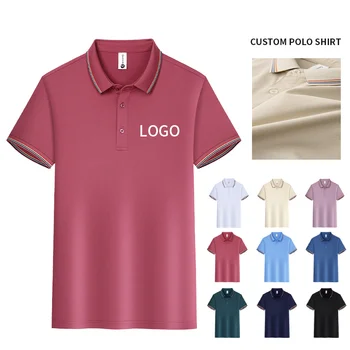 Breathable Sweatabsorbing Lapel Polo Shirt Embroidery Print Custom Design Multi-color Blank Men's Sports T-shirt