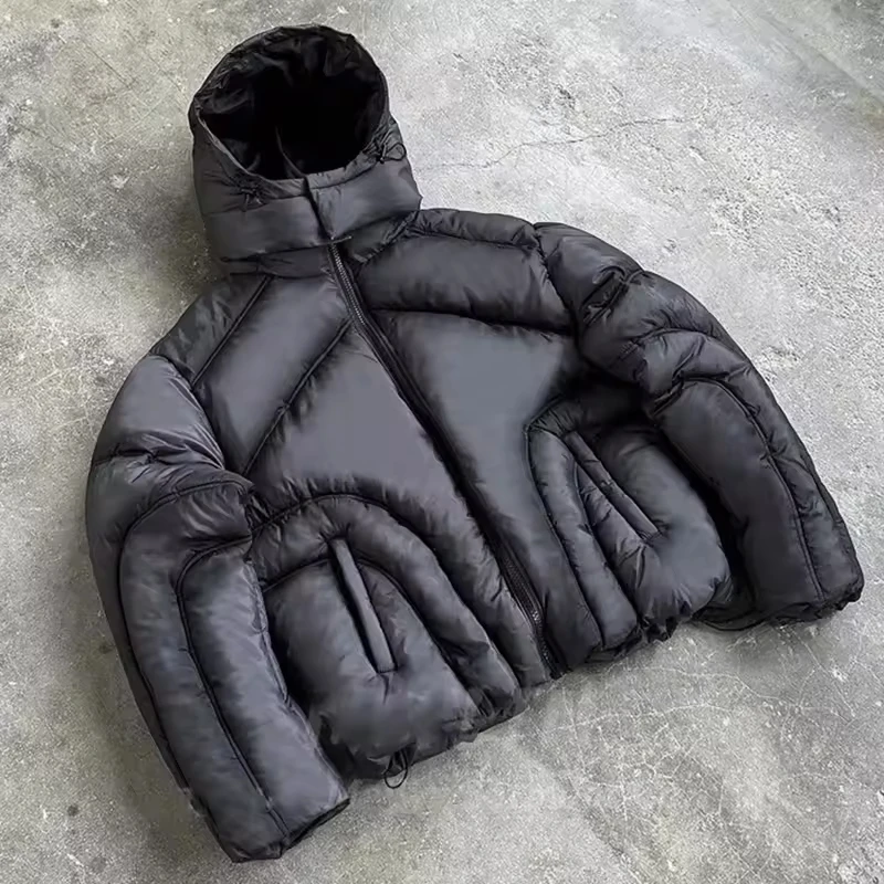 Fashion Design Winter Wear Warm Oversized Vintage Nylon Zipper Bomber Puffer Jackets for Men Down Coat Puffer Down Jacket gallery 2