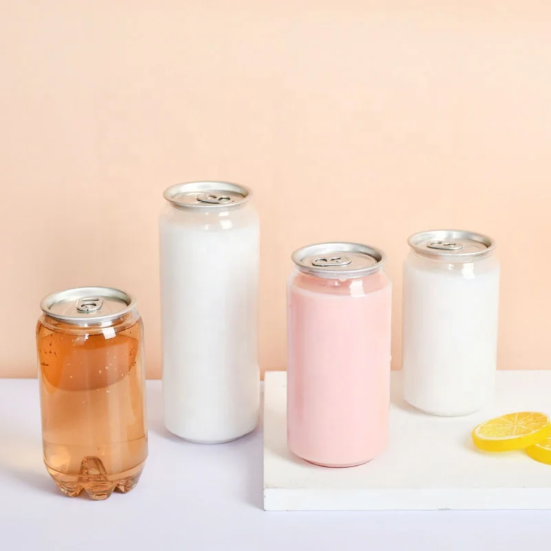 250ml 330ml 500ml 650ml Transparent Soda Cans Plastic Juice Bottles Pet Cans With Easy Opening Cap