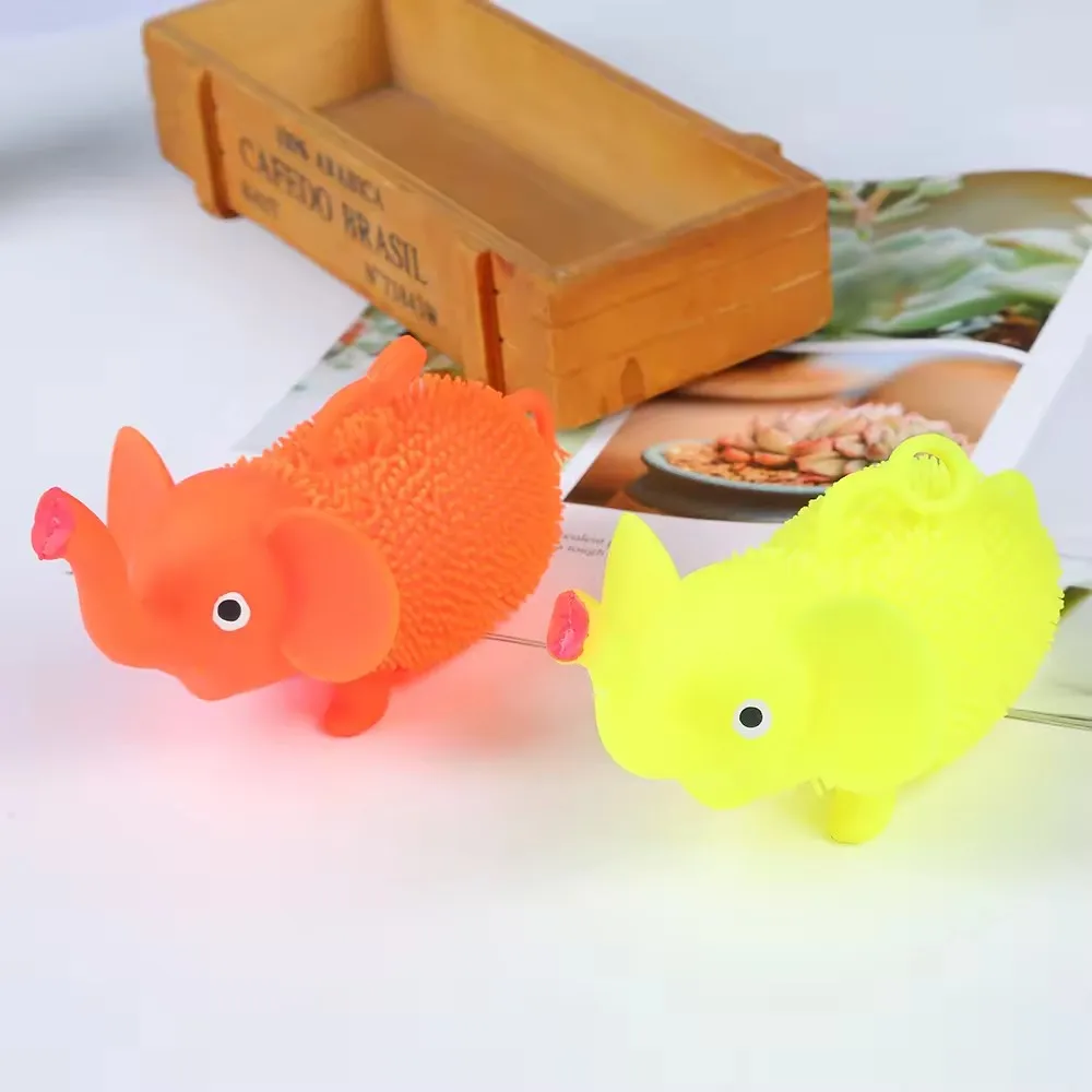 Jincan Factory Outlet Squeeze Ball Flashing Elephant Anti-Stress Fidget Puffer Toy for 5 to 7 Years Old Boys and Girls