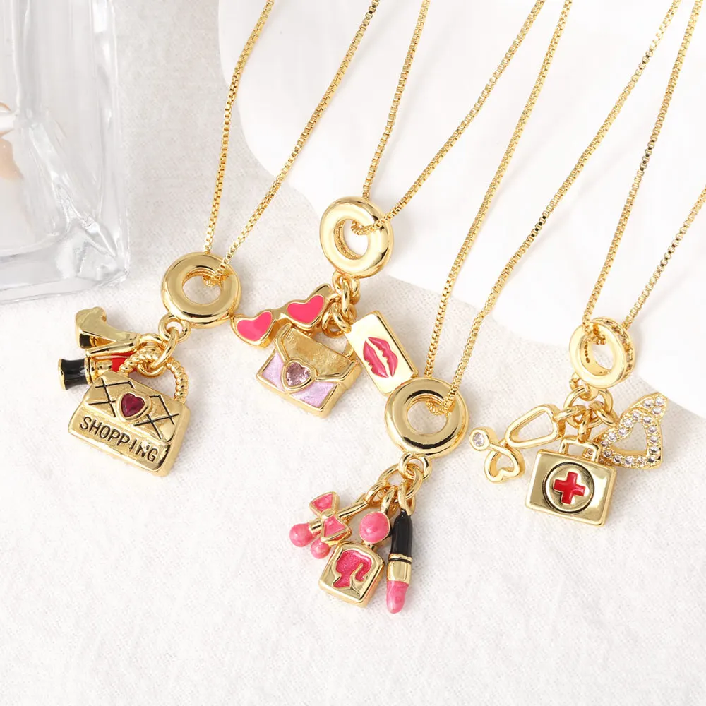 Hot-Selling Gold-Plated Link Chain Necklace with Lipstick Bag Pendant Lovely Accessory for Weddings and Cross-Border Jewelry