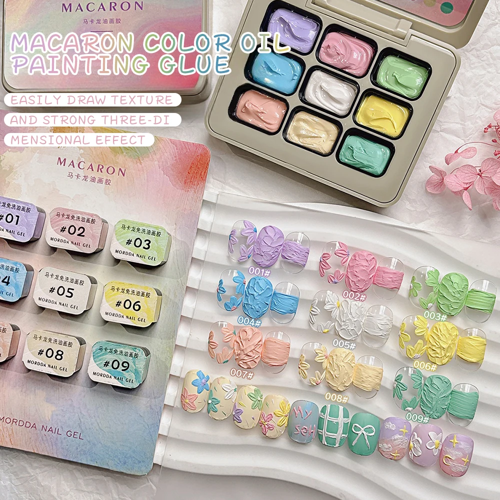 MORDDA 9-Color UV Gel Nail Polish Set - Premium Oil Painting Glue