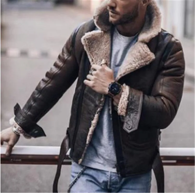 New Brand Mens Leather Jackets Autumn Winter Thick Coats Men