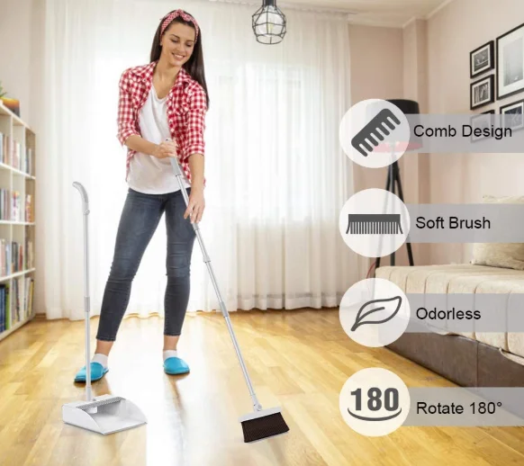 Wholesale Longhandled Foldable Broom And Dustpan Set High Quality