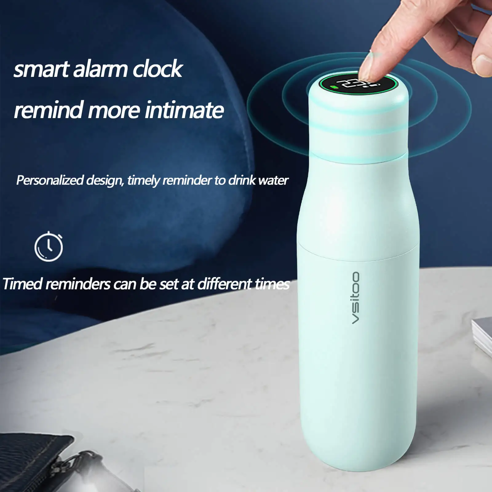 Battery Power Water Self Cleaning Heating Mug Temperature Display Drinking Reminder Smart Thermos Purify Smart Water Bottle