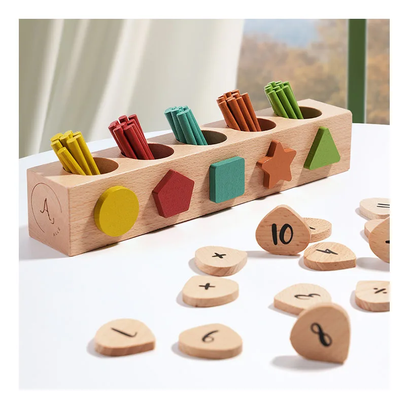 Montessori-Zählstäbchen aus Holz, Farbsortierspielzeug, pädagogisches Mathematikspielzeug für Vorschulkinder im Alter von 1 bis 3 Jahren