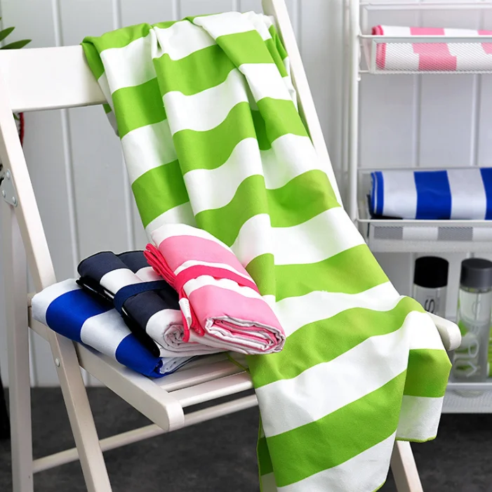 Wholesale Large Size Double Sided Striped Pattern Printing Sand Free Cationic Fabric Microfiber Custom Beach Towel Design manufacture