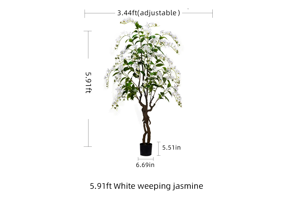 Plastic Green Tree with Real Touch White Pink Purple Artificial Flowers for Home or Office High Touch-Feel Decorative Pot manufacture