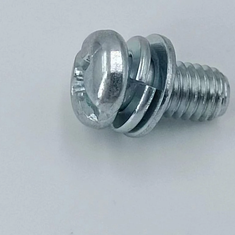 Wholesale Steel round Head Three Combination Screws Cross-Shaped Pan Head with Flat Spring Washer Metric ISO Standard