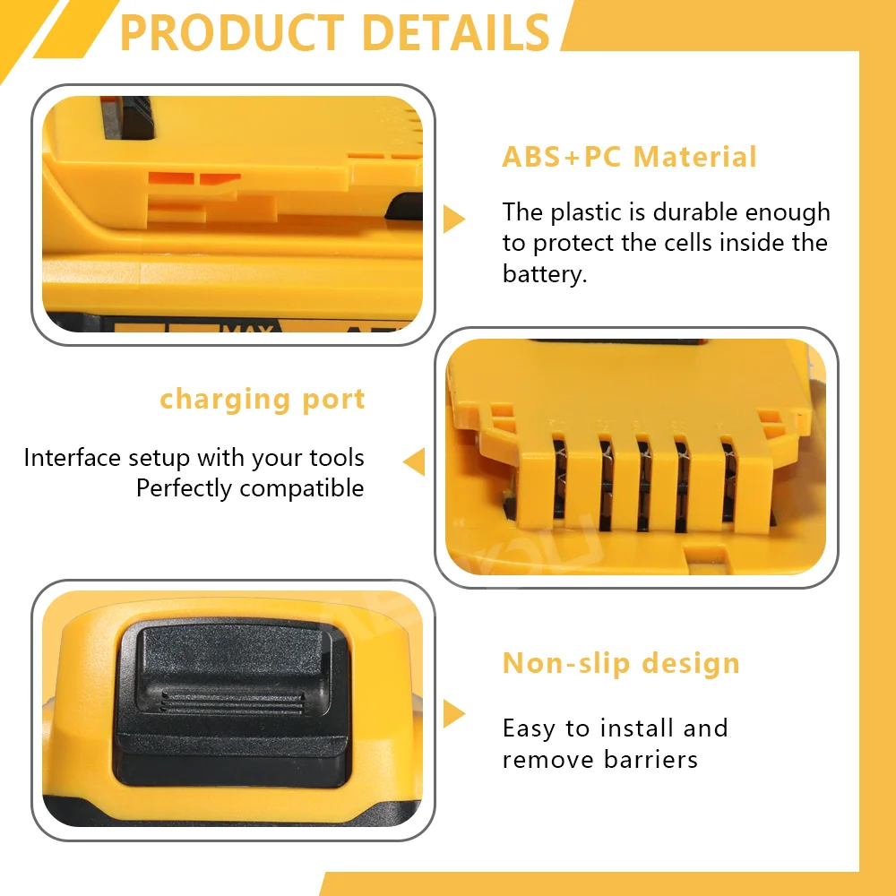 product 2025 new product 12v power tool electric drills battery 15ah 6ah lithium battery for dewalt power tool electric drills-8