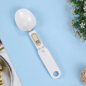 Portable Plastic Electronic Kitchen Scale with LCD Display Measures Weight for Coffee & Food Includes Spoon