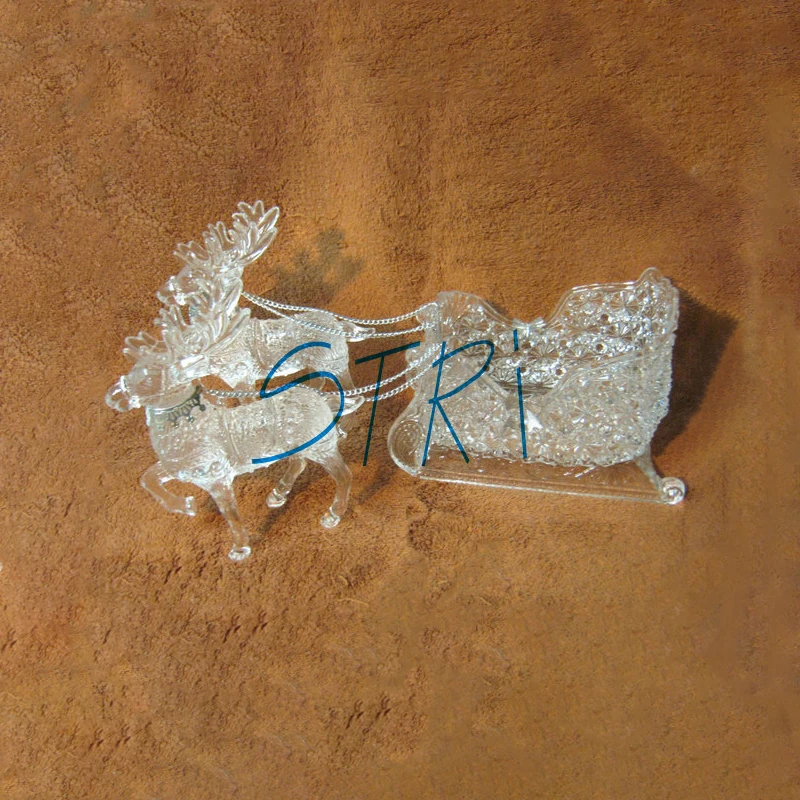 Clear Plastic Reinder And Sleigh,Christmas Acrylic Silver Decorated 2 Reindeer Buy Clear