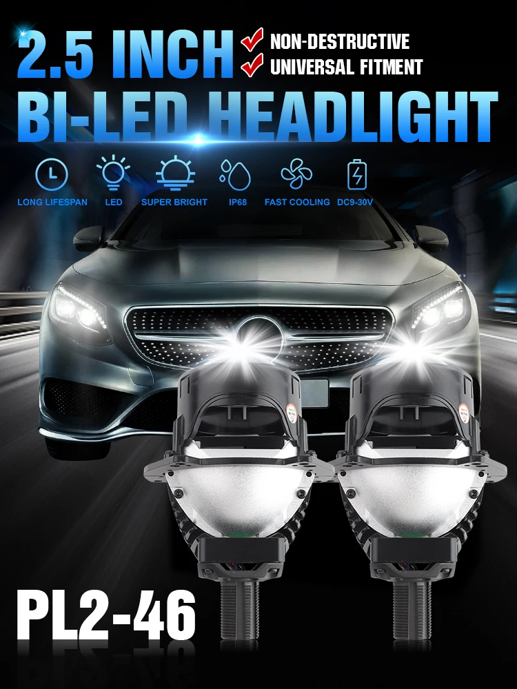 Auto LED Headlamp Lossless Biled Projector Lens 2.5Inch 120w 6000k Car ...