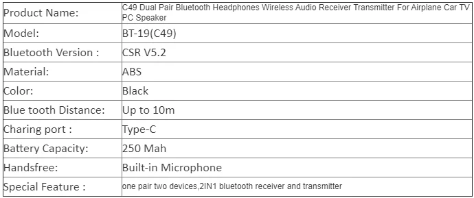 2023 HG Bluetooth 5.2 adóvevő 2 fejhallgatós streaming audio repülés közben