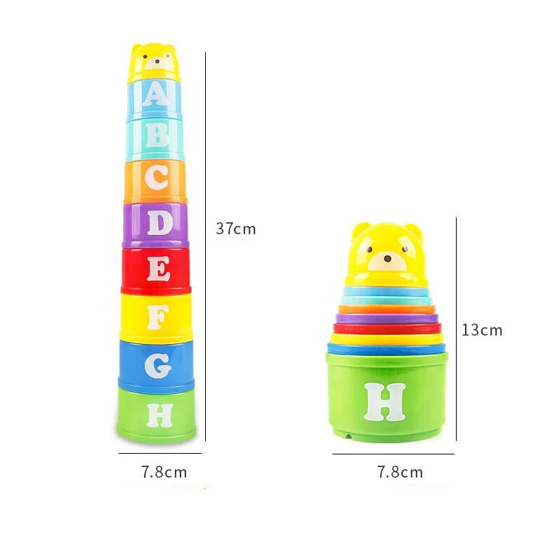 Rainbow Stacking Ring Tower Stacking Folding Cup Stapelring Blocks Wood Plastic Toddler Toy Baby Toys Infant Toys