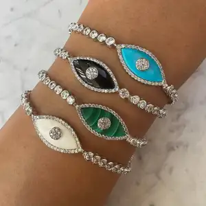 Wholesale Trendy Style Blue Eye Bracelet Tennis 925 Sterling Silver Tennis Eye Bracelets for Women