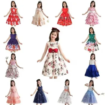 Girls Dress New Design Tail Chinese Style Elegant New Year Princess Children Evening Wedding Party Dress