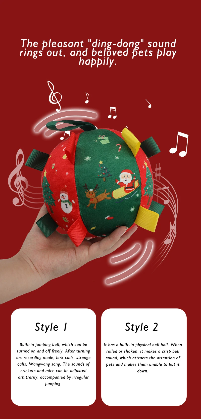New Christmas Dog Toy Ball Grinding Self Pleasure Reliever Plush Interactive Gnawer Pet Interactive Puzzle Toy supplier