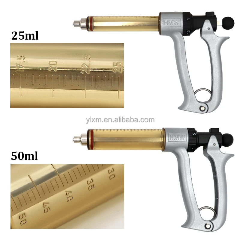 25ml 50ml Semi Automatic Continuous Vaccine Injection Syringe Reusable Veterinary Livestock Animal Injector