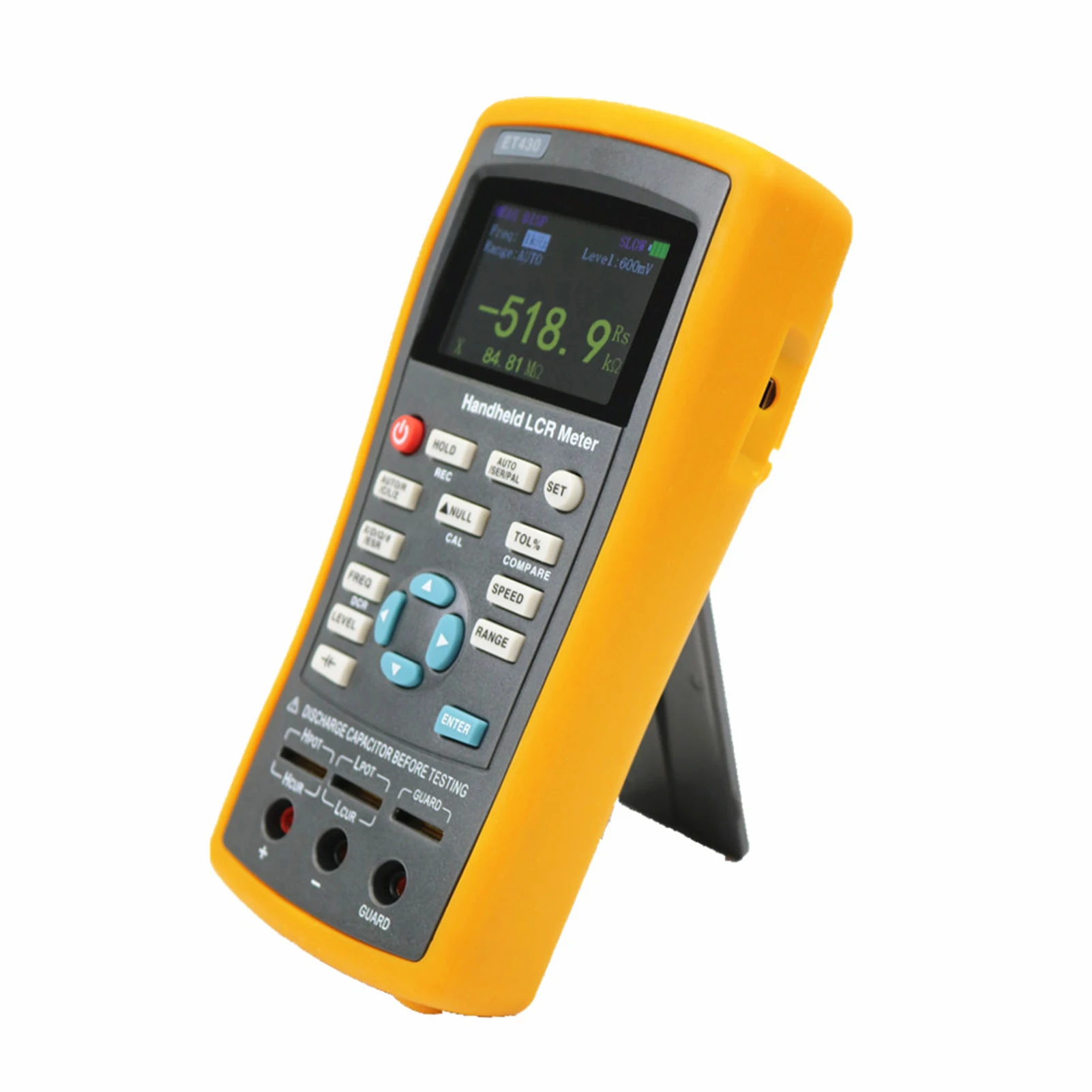 /-0.2% Accuracy Multi Tester Instruments Digital LCR Bridge Handheld LCR Meter with Backlight Display ET430 Resistance Electrolytic Capacitance Measuring Handheld LCR Bridge 