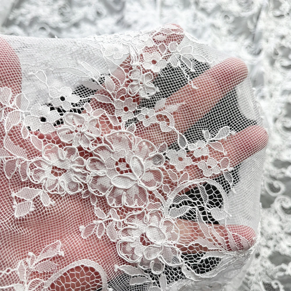 GCW-M718413-31 In-stock Handmade Cords Eyelash Lace Fabric for Wedding Dress DIY with Custom Add-on Panels and Handmade Cords GCW-M718413-31 In-stock Handmade Cords Eyelash Lace Fabric for Wedding Dress DIY with Custom Add-on Panels and Handmade Cords