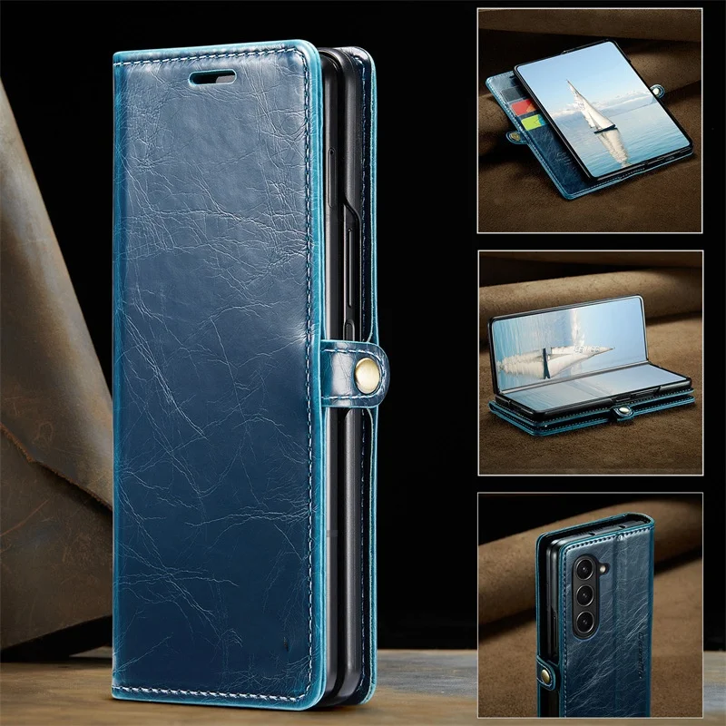 Folding Flip Cover and Card Slot Chic Luxurious Vintage Style For Samsung Galaxy Z Fold 3 4 5 6 Luxury Fashion Case Ultra factory