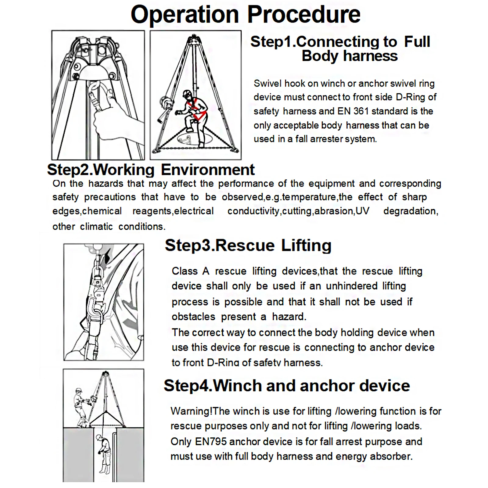 Heavy Rescue Lifting Lesson Aluminium Alloy Rescue Tripod with Hand Winch for Fire Safety, Max Load ...