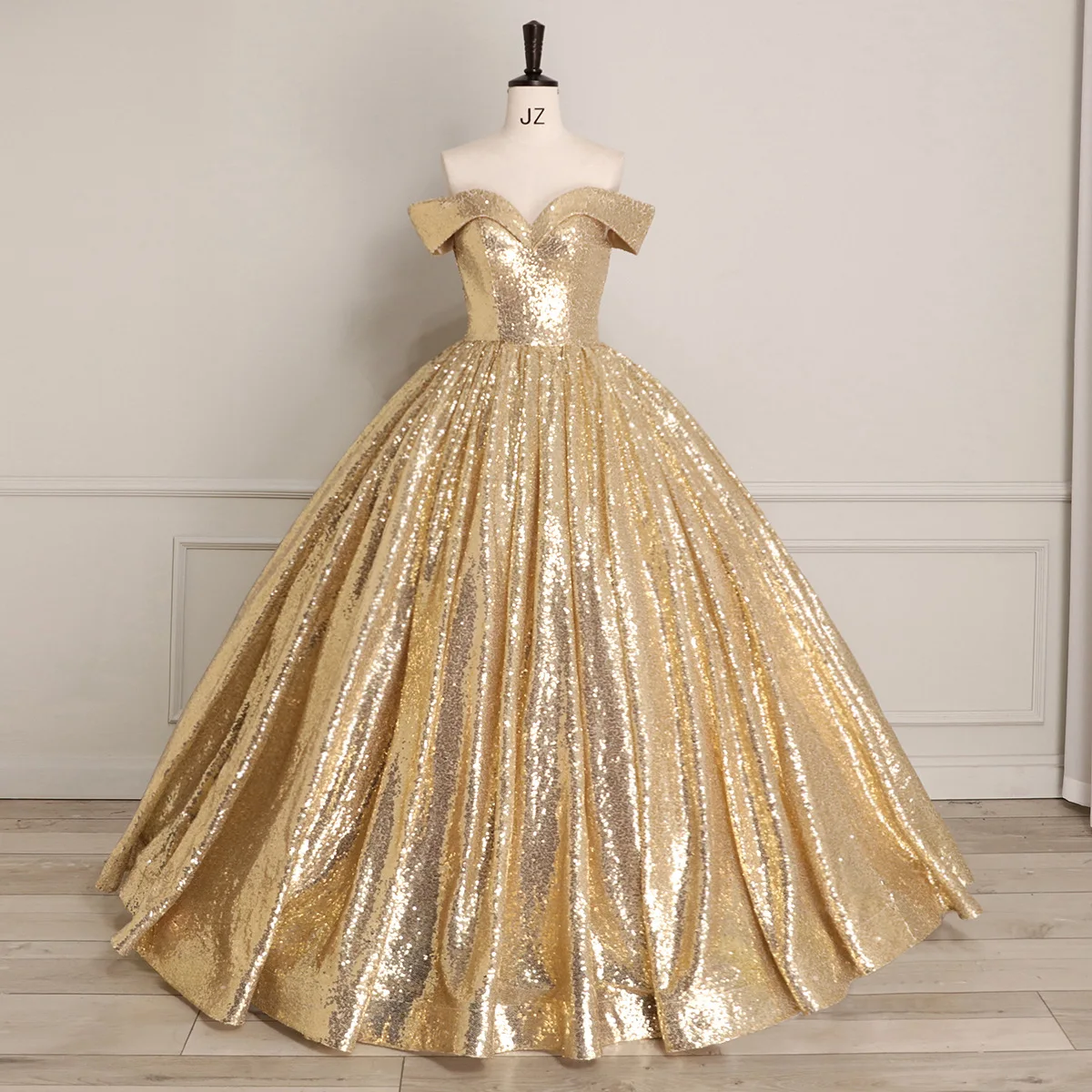 big puffy dresses Classic Off the Shoulder Ball Gown Puffy Layers Wedding Dress main image 1