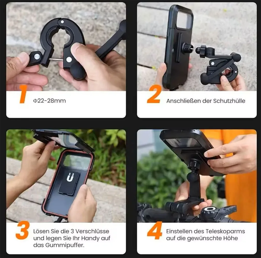 360 Degree Motorcycle Bike Bicycle Phone Holder Stand Mount Waterproof Folding Adjustable Outdoor Mobile Phone Holder Stand