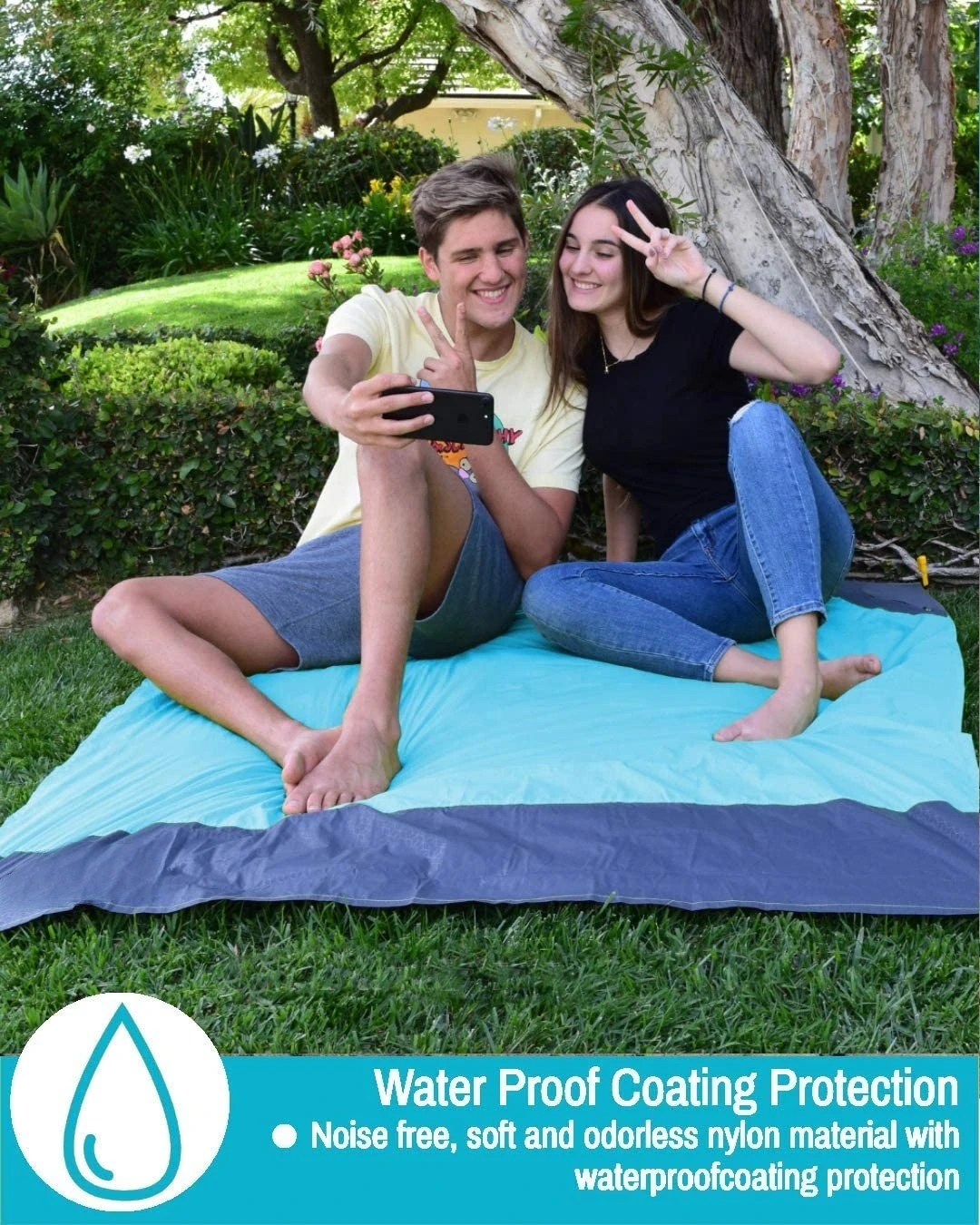 Foldable Polyester Picnic Mat Canvas Versatile Beach Pocket Waterproof