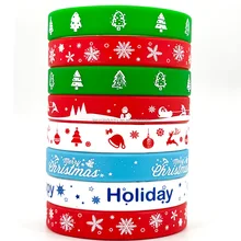 Custom Christmas Silicone Rubber Wristbands Festival New Year Bracelet Silicone Wristbands for Promotion Business Gifts