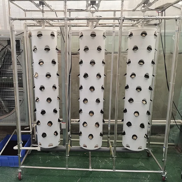 High Quality Eco-friendly Hydroponic Indoor Motorized Rotating Aeroponic Tower Grow Systems with Pump Container Greenhouse Farm