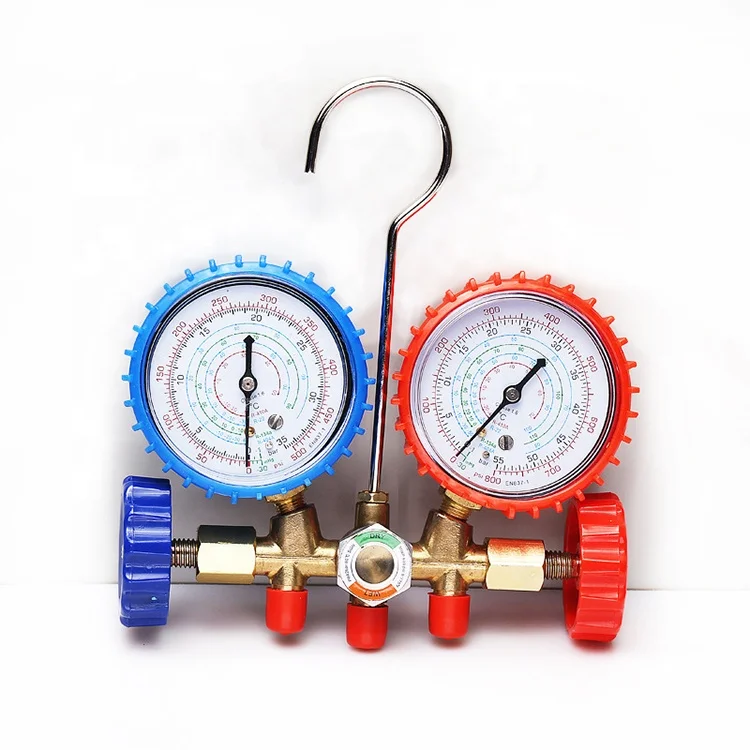 R32 R12 R22 R134A R502 Refrigeration 3-Way HVAC AC Diagnostic Manifold Pressure Gauge Set for Car Air Conditioning Conditioner