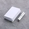 Silver perfume spray bottle with white box