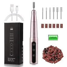 Electric Nail Drill Handpiece Rechargeable Cordless Nail Drill Machine Portable Professional Nail Drill Bit Set