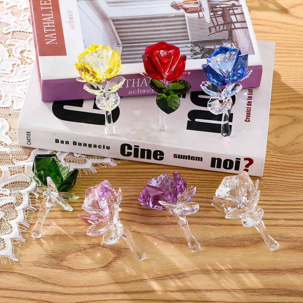 product colorful crystal rose ornaments figurine for home decor and business gifts unique and elegant design-7
