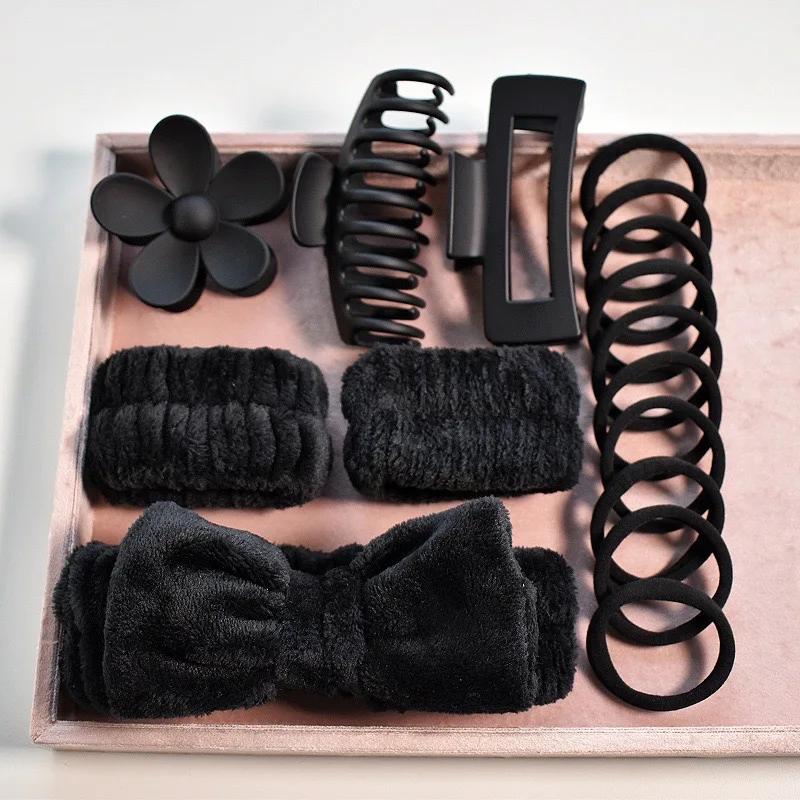 Wholesale 16pcs Set Spa Washing Fluffy Wristband Bow Headbands Flower Hair Claw Women's aperçu 9