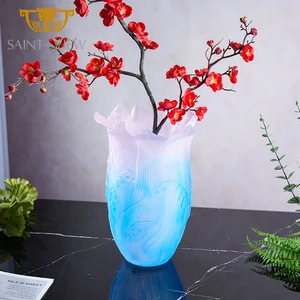 Crystal Glass Vase Table Floor Vase Handicraft European Style Art Collection Lily in the Valley