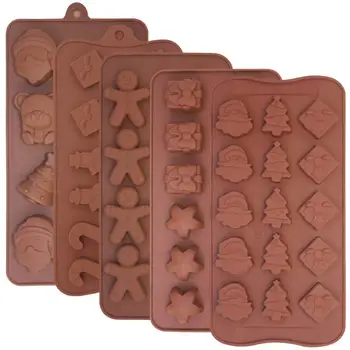 Christmas Tree Snowman Shaped Small Baking Molds Silicone Ice Tube Trays Silicone Chocolate and Candy Molds