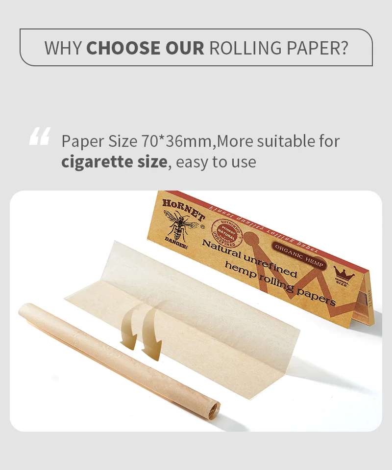 Best Price Smoking Paper Roll Natural Custom Rolling Papers Unbleached Hemp Rolling Paper With