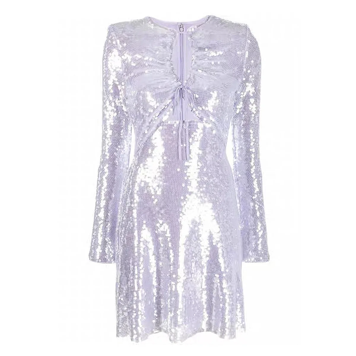 Long Sleeve Glitter Sequin Bodycon Dress for Women