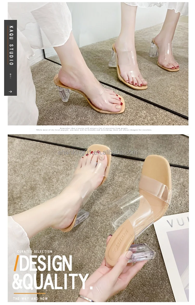 Transparent High Heels Women Square Heel Sandals Summer Shoes Women ...