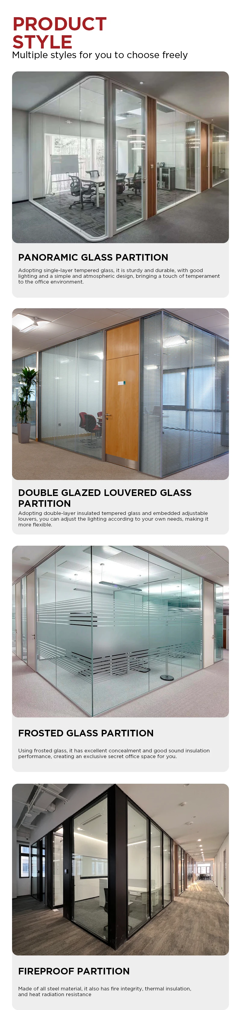 product 84mm aluminum frame steel keel panoramic side single glass partition for luxury residential lobbies upscale hotel suites-3
