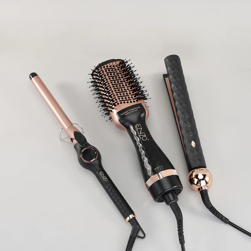 ENZO EN-3311 Electric Three-In-One Hair Comb Dryer Brush - Curly